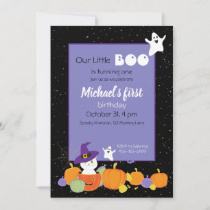 Halloween Cute Cat in Witch Pet Invitation Kaart