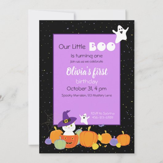 Halloween Cute Cat in Witch Pet Kaart (Voorkant)