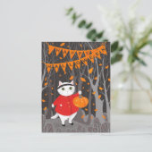 Halloween Cute Cat & Jack-o’-lantern Pumpkin Briefkaart (Staand voorkant)