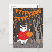 Halloween Cute Cat & Jack-o’-lantern Pumpkin Briefkaart (Voorkant / Achterkant)