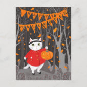 Halloween Cute Cat & Jack-o’-lantern Pumpkin Briefkaart (Voorkant)