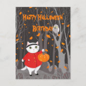 Halloween Cute Cat & Jack-o’-lantern Pumpkin Briefkaart (Voorkant)