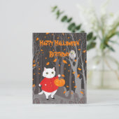     Halloween Cute Cat & Jack-o’-lantern Pumpkin Briefkaart (Staand voorkant)