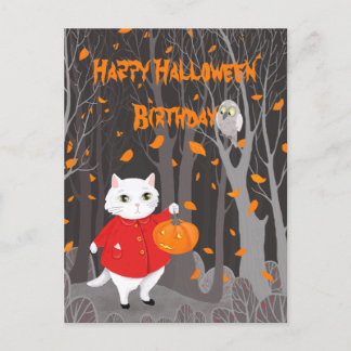 Halloween Cute Cat & Jack-o’-lantern Pumpkin Briefkaart