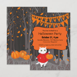 Halloween Cute Cat & Jack-o’-lantern Pumpkin Kaart