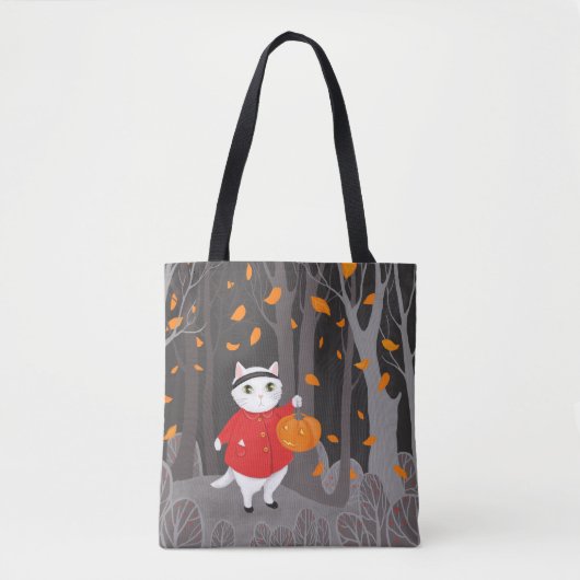 Halloween Cute Cat & Jack o lantern Tote Bag (Voorkant)