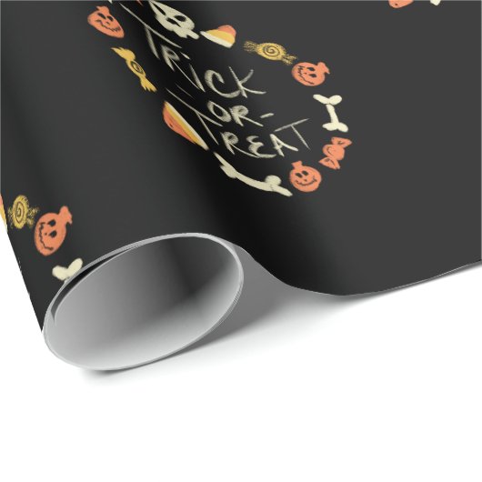 Halloween Cute Chalkboard Gedekte Patroon Cadeaupapier (Rol Hoek)