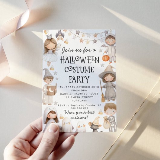 Halloween Cute Costume Party Invitation Kaart