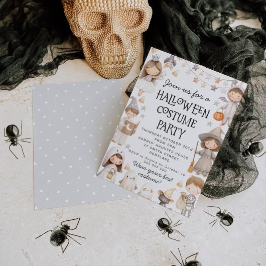 Halloween Cute Costume Party Invitation Kaart