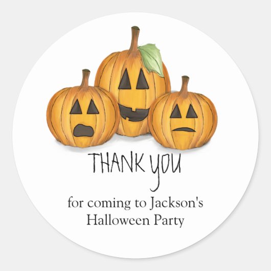 Halloween Cute Dank je wel voor Pumpkin Whimsical Ronde Sticker (Voorkant)