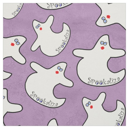 Halloween Cute Diva Ghost Random Pattern Paars BG Stof (Swatch)