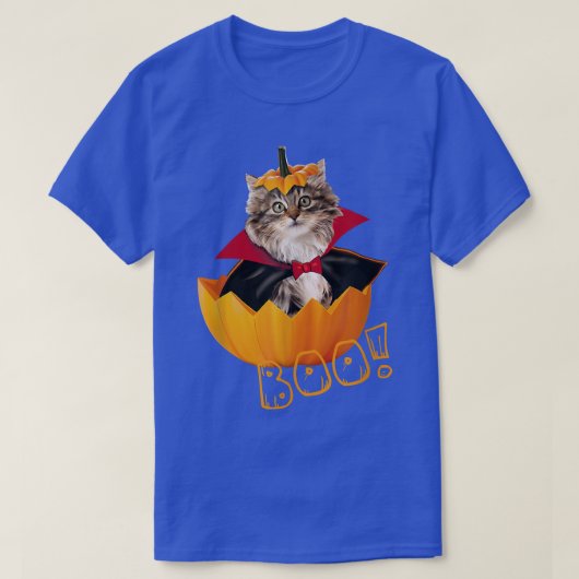 Halloween Cute Dracula Cat Pumpkin T-shirt (Design voorkant)
