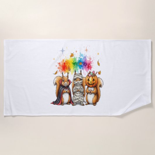 Halloween Cute Eekhoorn Kostuum Strandlaken (Voorkant)