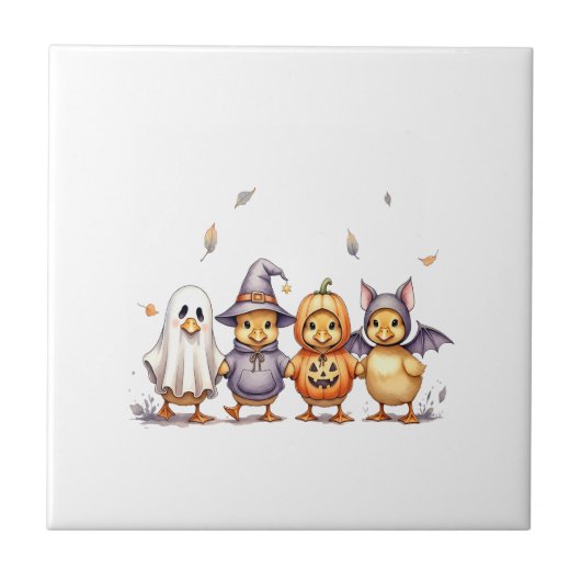 Halloween Cute Eendjes Kostuum Tegeltje (Voorkant)