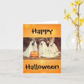 Halloween Cute Funny Dog Ghost Costume Kaart (Gele Bloem)