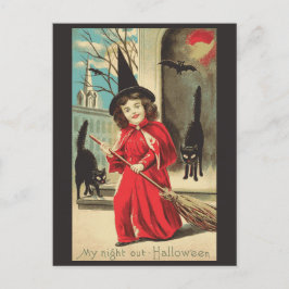 Halloween Cute Funny Vintage Witch Briefkaart