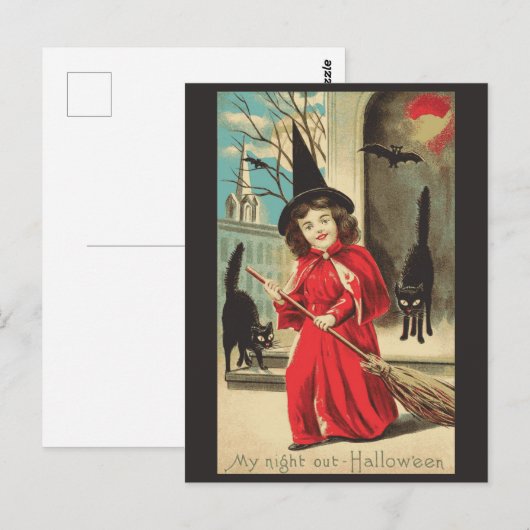 Halloween Cute Funny Vintage Witch Briefkaart (Voorkant / Achterkant)