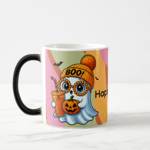 Halloween Cute Geest Herfst Roze Oranje Magische Mok