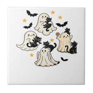 Halloween Cute Geesten Vleermuizen Zwarte Katten O Tegeltje
