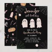 Halloween Cute Ghost Birthday Spooktacular Invitat Kaart (Voorkant / Achterkant)