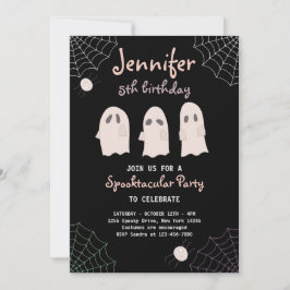 Halloween Cute Ghost Birthday Spooktacular Invitat Kaart