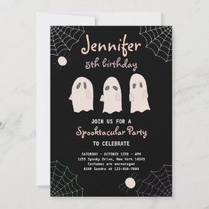 Halloween Cute Ghost Birthday Spooktacular Invitat Kaart
