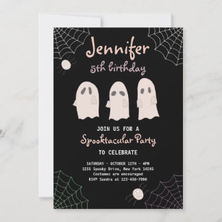 Halloween Cute Ghost Birthday Spooktacular Invitat Kaart