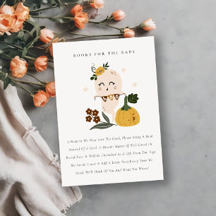 Halloween Cute Ghost Boo Books for Baby shower Informatiekaartje
