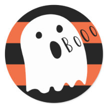 Halloween Cute Ghost Boo Oranje en Black Stripe
