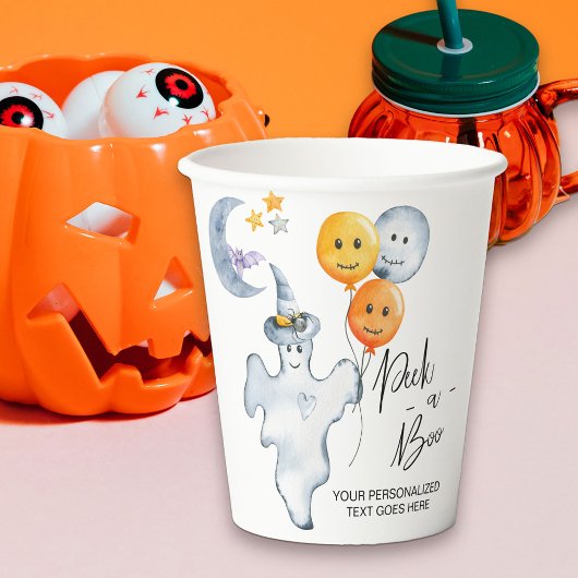 Halloween Cute Ghost en Balloons Peek a Boo Papieren Bekers