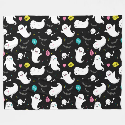 Halloween Cute Ghost Fleece Deken (Voorkant (Horizontaal))