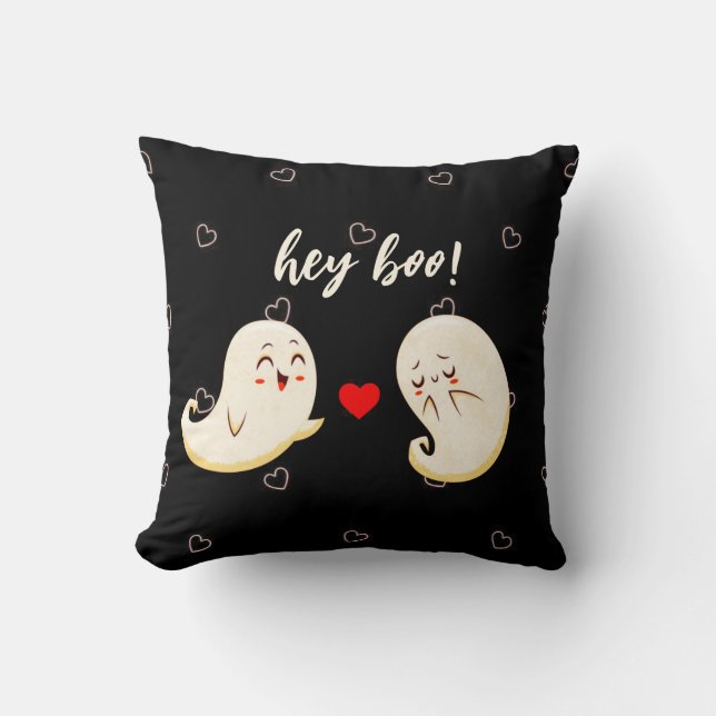 Halloween Cute Ghost Hey Boo Herfst Spooky Throw P Kussen (Voorkant)