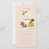 Halloween Cute Ghost Little Boo Baby shower Invite Bedankkaart (Voorkant)