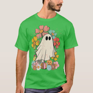 Halloween Cute Ghost met prachtige tuin 374 T-shirt