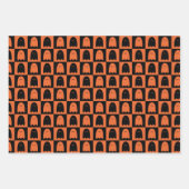 Halloween Cute Ghost Oranje en Black Pattern Inpakpapier Vel (Voorkant)