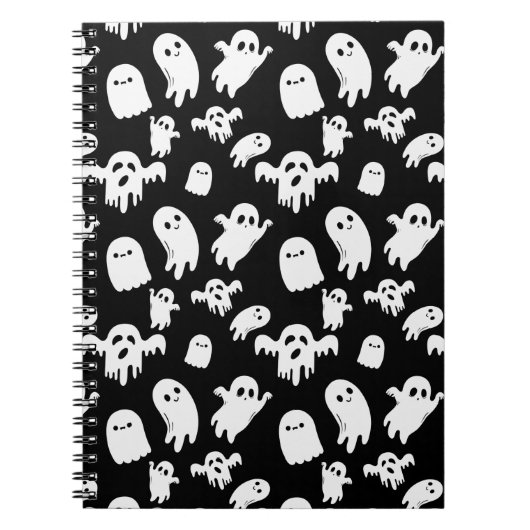 Halloween Cute Ghost Pattern Notitieboek (Voorkant)