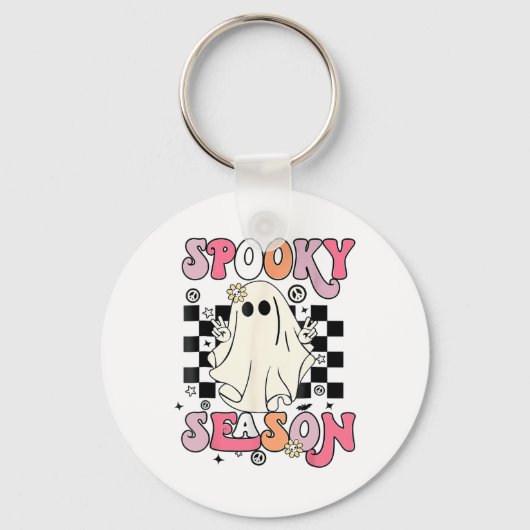 Halloween Cute Ghost Spooky Season Sleutelhanger (Voorkant)