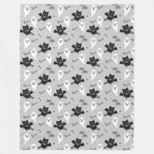 Halloween Cute Ghost, vleermuizen, katten en spinn Fleece Deken