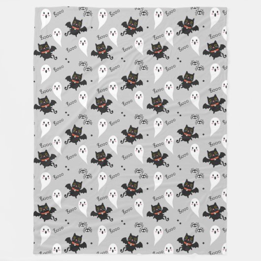 Halloween Cute Ghost, vleermuizen, katten en spinn Fleece Deken (Voorkant)