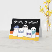 Halloween Cute Ghosts in Costume Kaart (Gele Bloem)