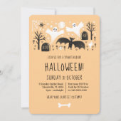 Halloween Cute Ghosts Oranje Black Illustratie Kaart (Voorkant)
