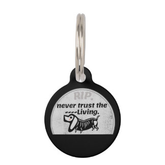 Halloween Cute Graveyard Skeleton Dog Quote Huisdierpenning