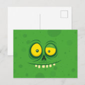 Halloween Cute Green Monster Face Briefkaart (Voorkant / Achterkant)
