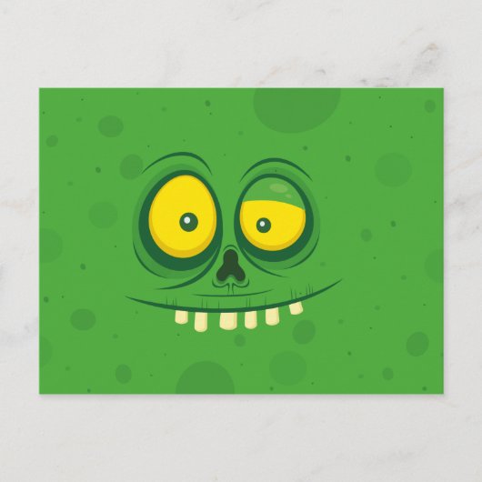 Halloween Cute Green Monster Face Briefkaart (Voorkant)