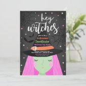 Halloween Cute Hey Witches Halloween Tea Party Kaart (Staand voorkant)