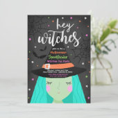 Halloween Cute Hey Witches Halloween Tea Party Kaart (Staand voorkant)
