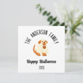 Halloween Cute Hond Geest Kostuum Gepersonaliseerd Feestdagenkaart (Staand voorkant)