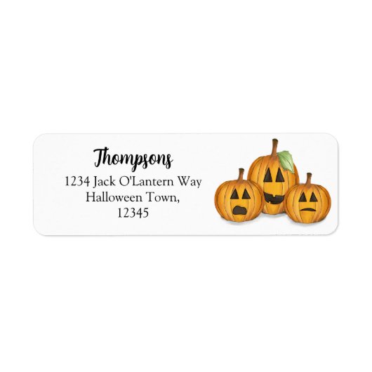 Halloween Cute Jack O'lantern Return Address Etiket (Voorkant)