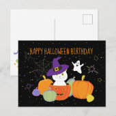 Halloween Cute Kat in Heksenhoed Briefkaart (Voorkant / Achterkant)