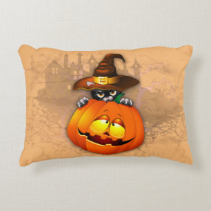 Halloween Cute Kat Witch en Pumpkin Friend Accent Kussen